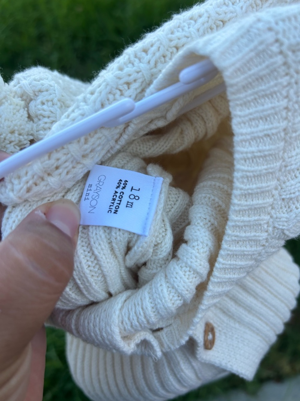 Cream Ribbed Button-Front Knit Romper - Picture 9 of 9